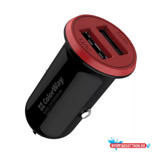 Autós töltő Colorway 2USB AUTO ID 3.4A (17W) piros/fekete