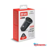 Autós töltő ColorWay 2USB Quick Charge 3.0 (36W) szürke