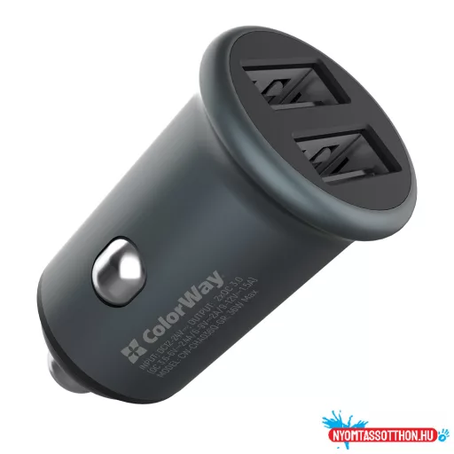 Autós töltő ColorWay 2USB Quick Charge 3.0 (36W) szürke