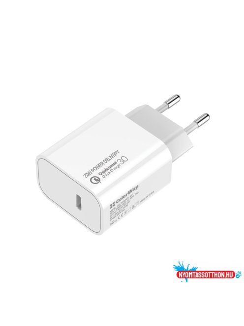 ColorWay AC töltő  USB-C 20W V2 fehér (CW-CHS026PD-WT)
