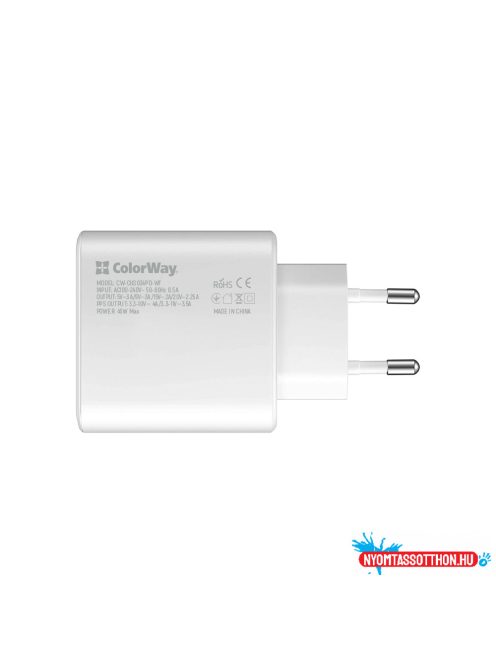 ColorWay AC töltő tápellátó port PPS USB Type-C (45W) fehér (CW-CHS034PD-WT)