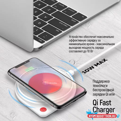 ColorWay Qi gyorstöltő (10 W) vezeték nélküli töltő és LED éjjeli lámpa (CW-CHW20Q-WT)