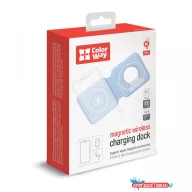   ÚJ Vezeték nélküli töltő СolorWay MagSafe Duo Charger 15W iPhone -hoz (kék)
