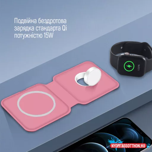Vezeték nélküli töltő СolorWay MagSafe Duo Charger 15W iPhone -hoz (pink)