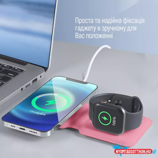 Vezeték nélküli töltő СolorWay MagSafe Duo Charger 15W iPhone -hoz (pink)