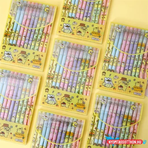 Radírozható zselés toll - kawaii sárga pompom purin, 0.5mm