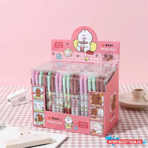 Radírozható zselés toll - kawaii boldog maci, 0.5mm