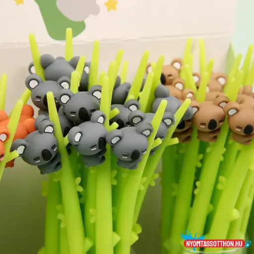 Eukaliptuszos koala fekete zselés toll, 0.5mm