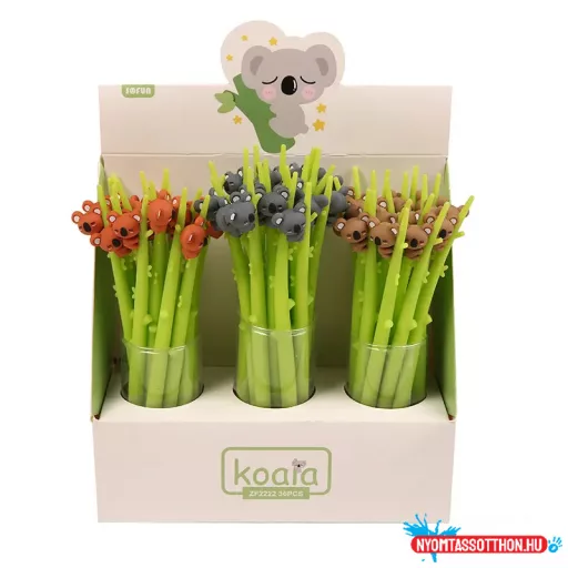 Eukaliptuszos koala fekete zselés toll, 0.5mm