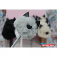   Szőrös cicapofi szivecskés nózival fekete zselés toll, 0.5mm