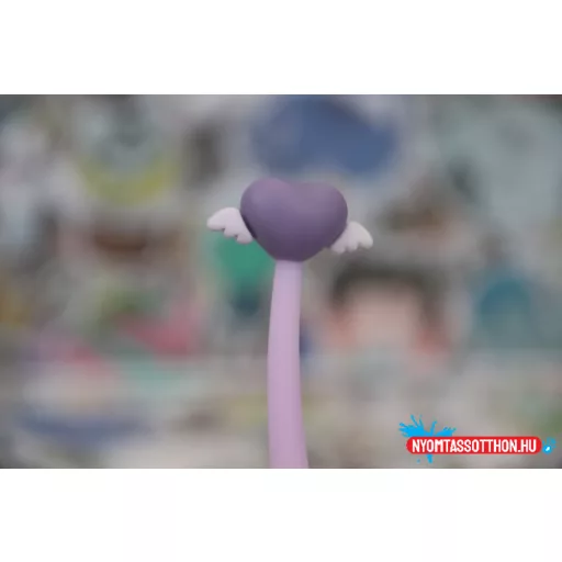 Bumszli szivecskés fekete zselés toll, 0.5mm
