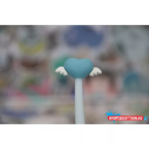 Bumszli szivecskés fekete zselés toll, 0.5mm