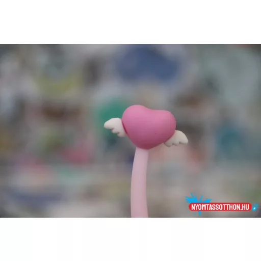 Bumszli szivecskés fekete zselés toll, 0.5mm