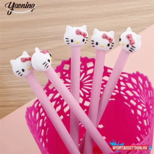HelloKitty pink testű fekete zselés toll, 0.5mm
