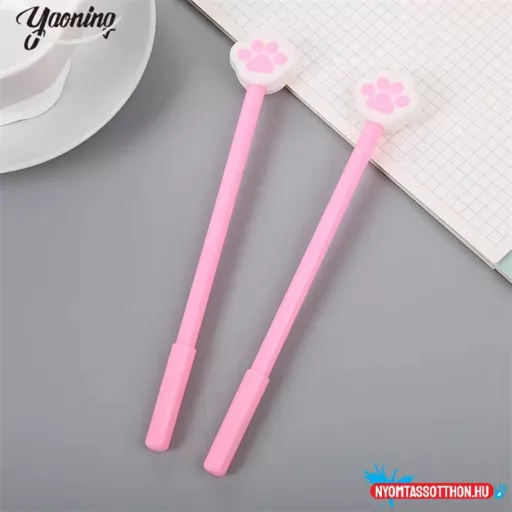 Pink cicatappancs fekete zselés toll, 0.38mm