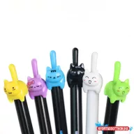 Cica farkinca fekete zselés toll, 0.38mm