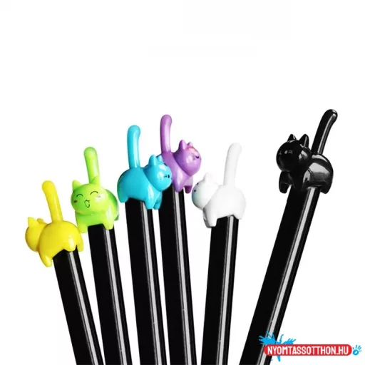 Cica farkinca fekete zselés toll, 0.38mm