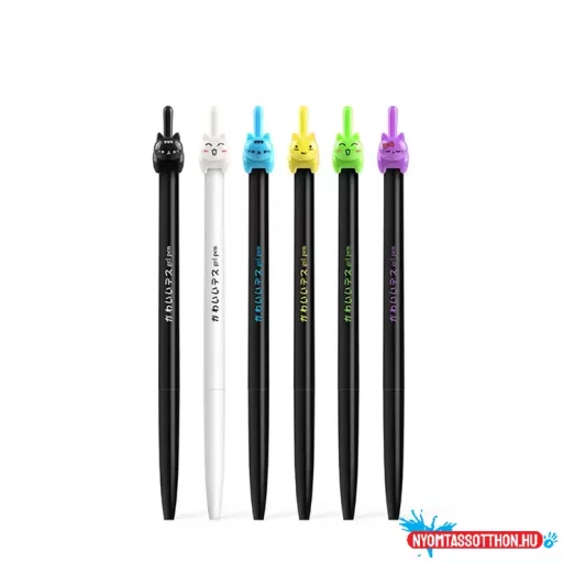 Cica farkinca fekete zselés toll, 0.38mm