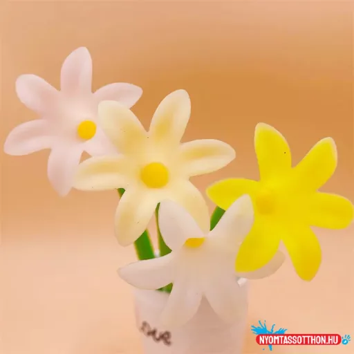 Liliom virág fekete zselés toll, 0.5mm
