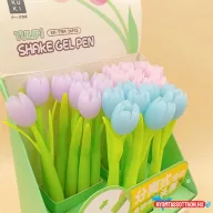 Tulipán fekete zselés toll, 0.5mm