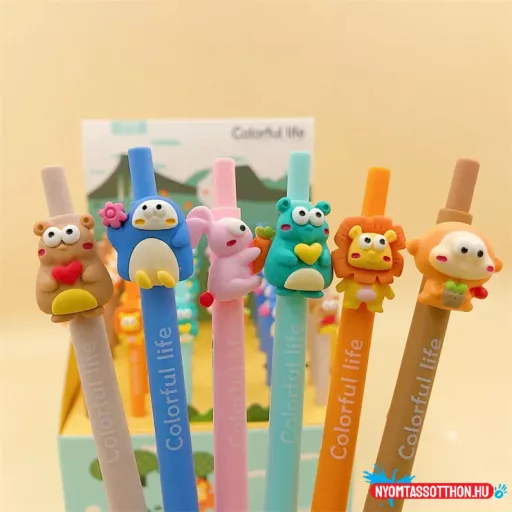 Figurás fekete zselés toll, 0.5mm