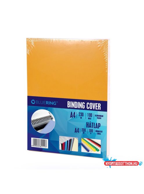 Hátlap, A4, 230 g. bõrhatású 100 db/csomag, Bluering(R) sárga