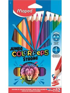   Színes ceruza készlet, háromszögletű, MAPED "Jumbo Color'Peps Strong", 12 különböző szín