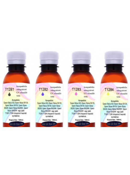 Remanufactured T1281-1284 UV Resistant 100ml Complete Set (dye)