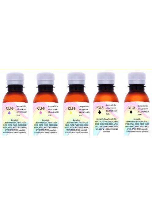 Manufactured with standard Canon PGI-5 / CLI-8 ink, 100ml complete set