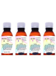   Utángyártott UV ellenálló PG-510 / CL-511 tinta, 100ml komplett szett