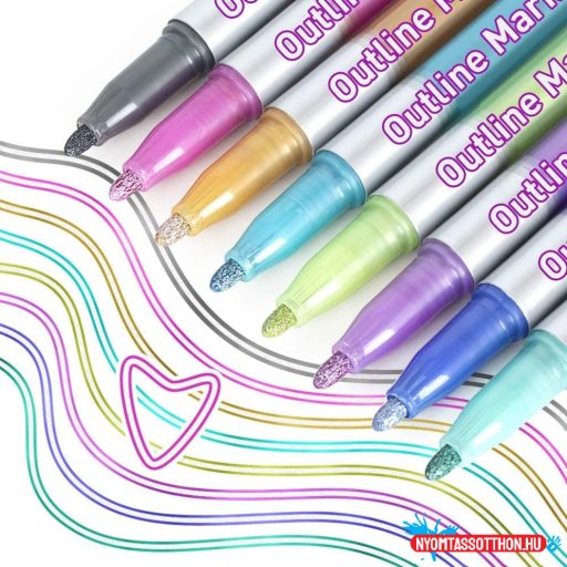 Kontúrfilc készlet - 8 Gel Outlinepen - Vízálló