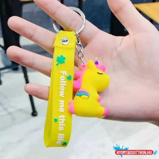 Szilikon unikornis kulcstartó szíjjal