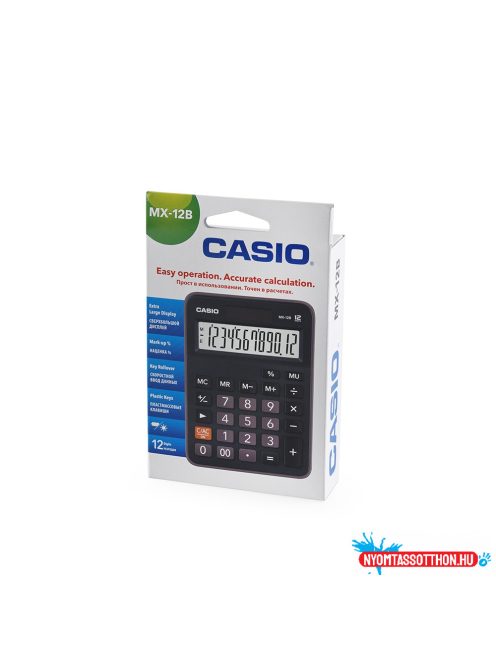 Számológép asztali 12 digit, döntött kijelzõ Casio MX12B fekete