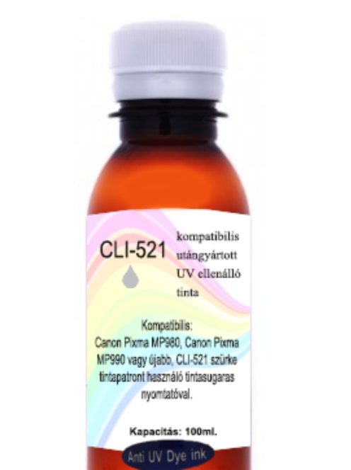 Új generációs utángyártott UV ellenálló CLI-521 grey tinta, 100ml (db)