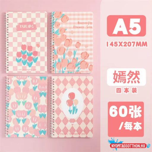 A5 vonalas mintás spirál füzet