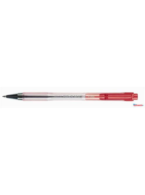 Golyóstoll, (0.7) 0,27 mm, nyomógombos, átlátszó tolltest, PILOT "BP-S Matic", piros