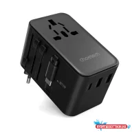   Choetech USB-C*2+USB-A*2 (70W,fekete,travel,USB-C kábellel, US,UK,EU,AU), töltő