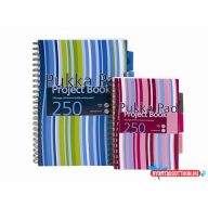   Spirálfüzet, A5, vonalas, 125 lap, PUKKA PAD "Stripe project book"