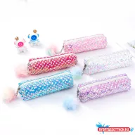 Glitteres pompomos egyterű tolltartó