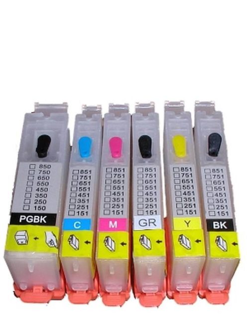 Canon CLI-551 / PGI-550 Compatible Rechargeable Cartridge 6 Color / Set (Without Ink)