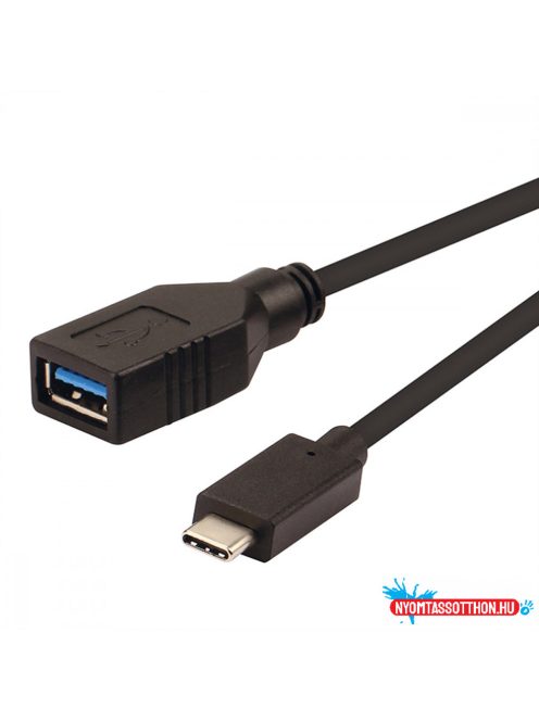 Roline USB 3.1 C/M - A/F 3.0 OTG, fekete 15cm