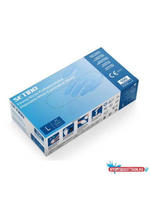 SETINO Nitril gumikesztyű kék L-es 100db/doboz