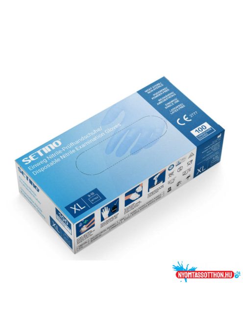 SETINO Nitril gumikesztyű kék XL-es 100db/doboz