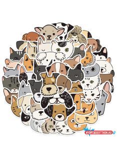 Matrica csomag, 50 db, cica kutya mix