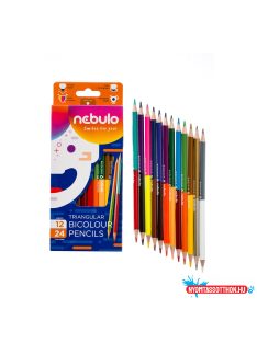   Színes ceruza, kétvégû, háromszög, Nebulo 12/24 színes