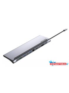   VENTION 11-in-1
Multi-function USB-C to HDMI/VGA/USB-C Gen 1/USB 3.0x2/USB 2.0/RJ45/SD/TF/TRRS 3.5mm/PD Dokkoló 0.25m Gray Metal Type