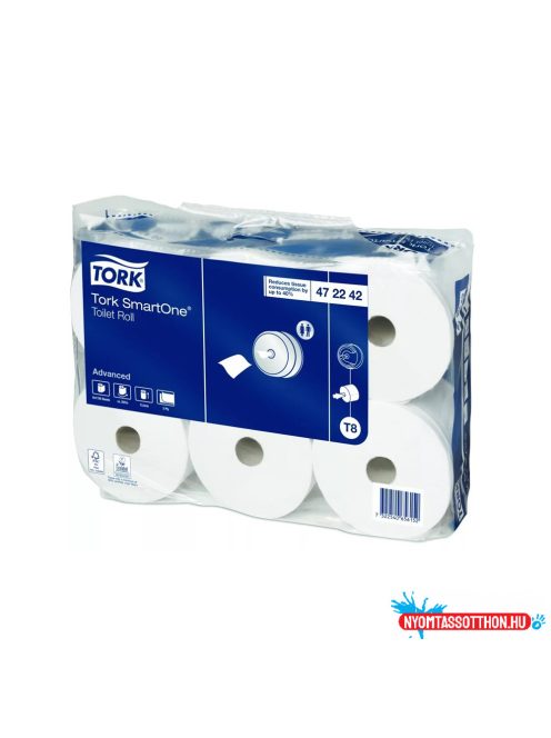 Toalettpapír 2 rétegû laponkénti adagolású 1150 lap/207 m/tekercs 6 tekercs/csomag Smart One(R)Tork_472242 fehér T8