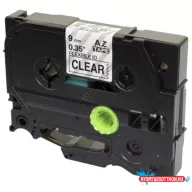   Utángyártott BROTHER TZeFX121 szalagkazetta 9mm x 8 m flexi átlátszó alapon fekete nyomtatás