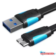   VENTION KÁBEL Lapos USB3.0 A M to Micro B M Kábel 0.25M Black
