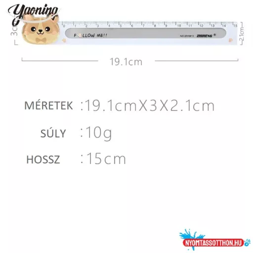 Állatfejes műanyag vonalzó